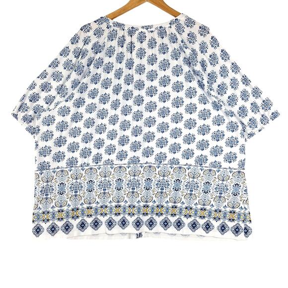 J Jill Top Womens 3X Floral Boho Peasant Button Down Feminine Beachy Coastal - Picture 6 of 6